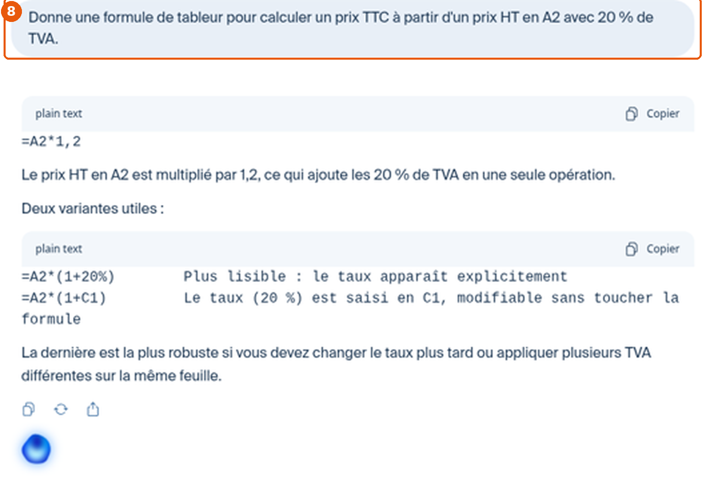 Réponse d'Euria : formule de calcul du prix TTC