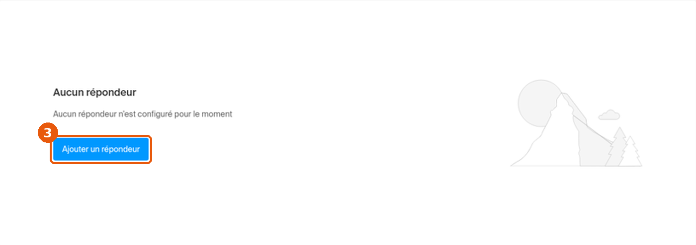 Page Répondeur sans répondeur configuré, le bouton Ajouter un répondeur est encadré.