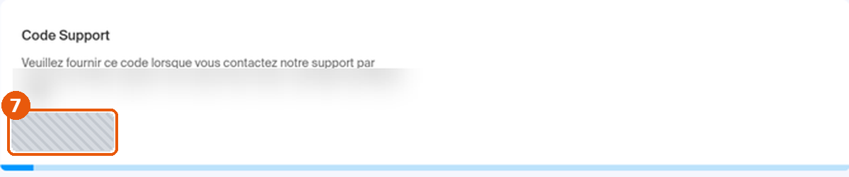 Carte Code Support avec la valeur du code masquée