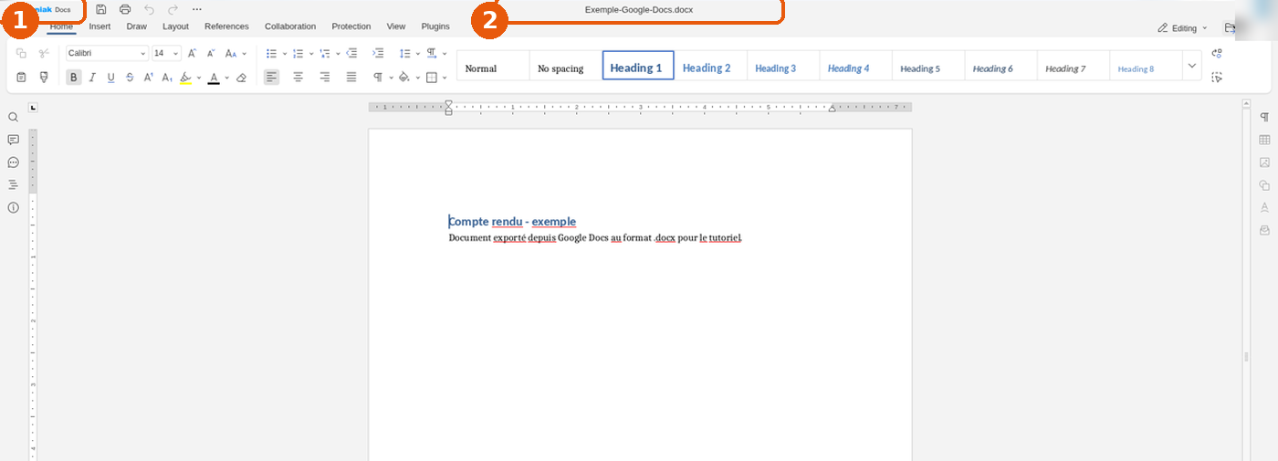 Document .docx ouvert dans Infomaniak Docs