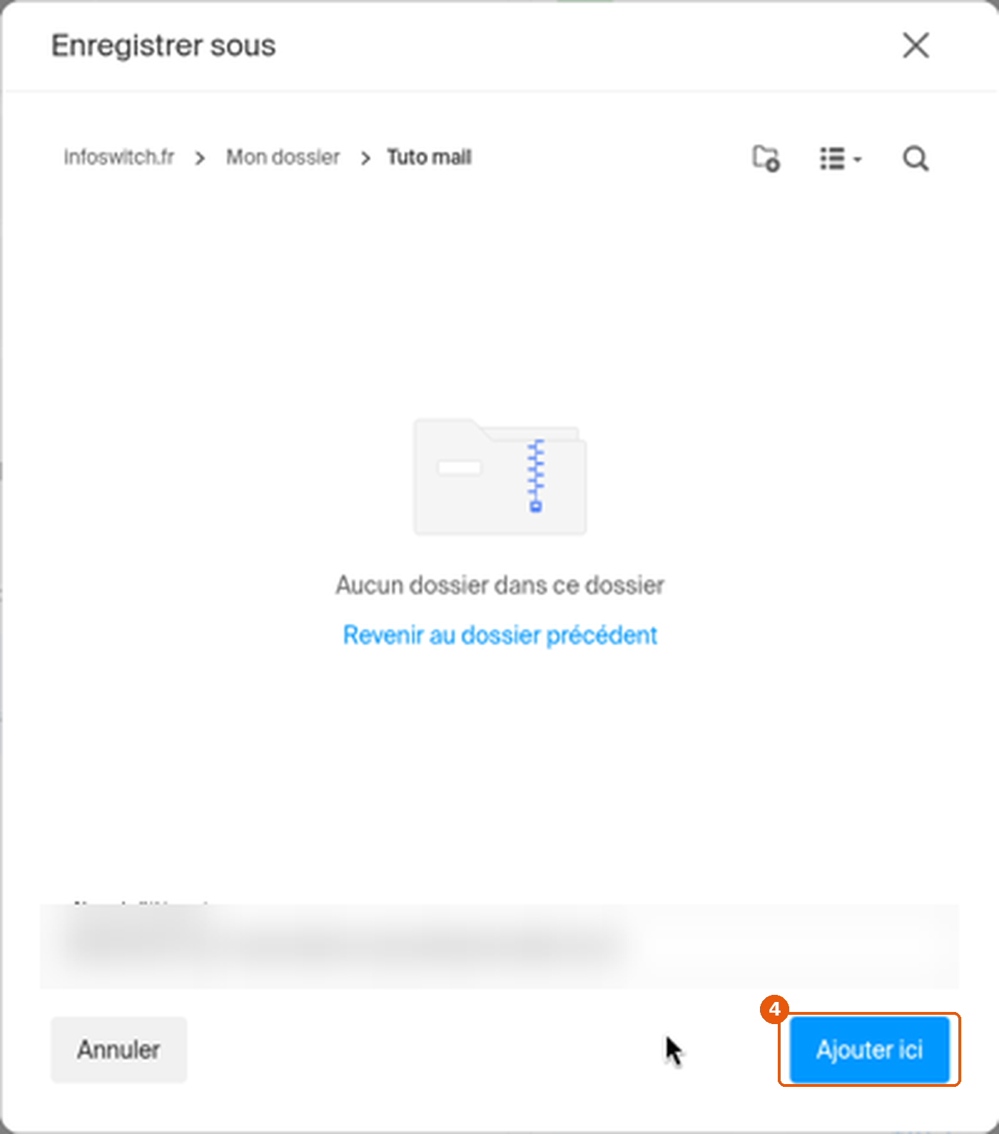 Dossier choisi et bouton Ajouter ici