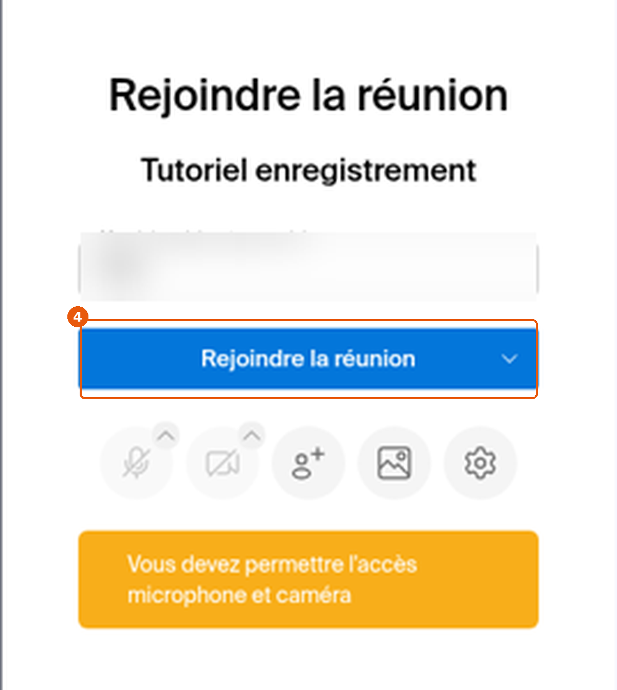 Pré-salle avec le bouton Rejoindre la réunion encadré