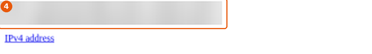 Page infomaniak.com/ip : adresse IP publique floutée encadrée (4), lien IPv4 address en dessous