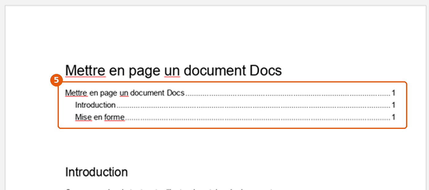 Sommaire inséré avec le titre et les deux sections