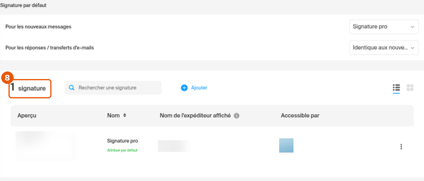 Page Signatures après suppression, compteur 1 signature encadré