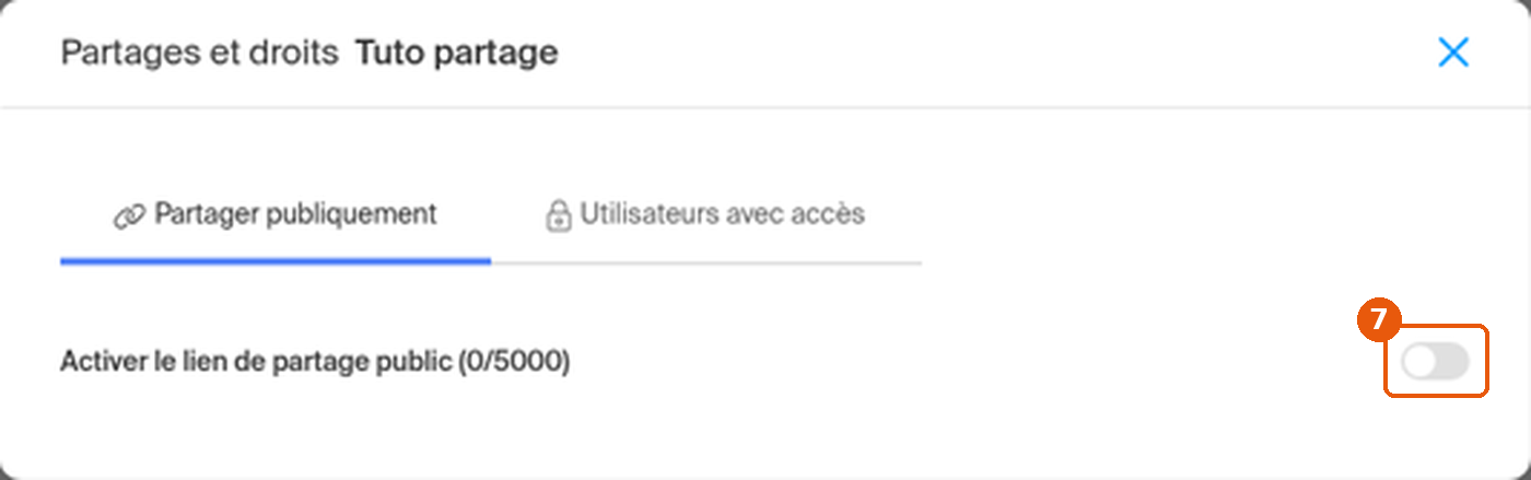 Interrupteur du lien public désactivé (0/5000)