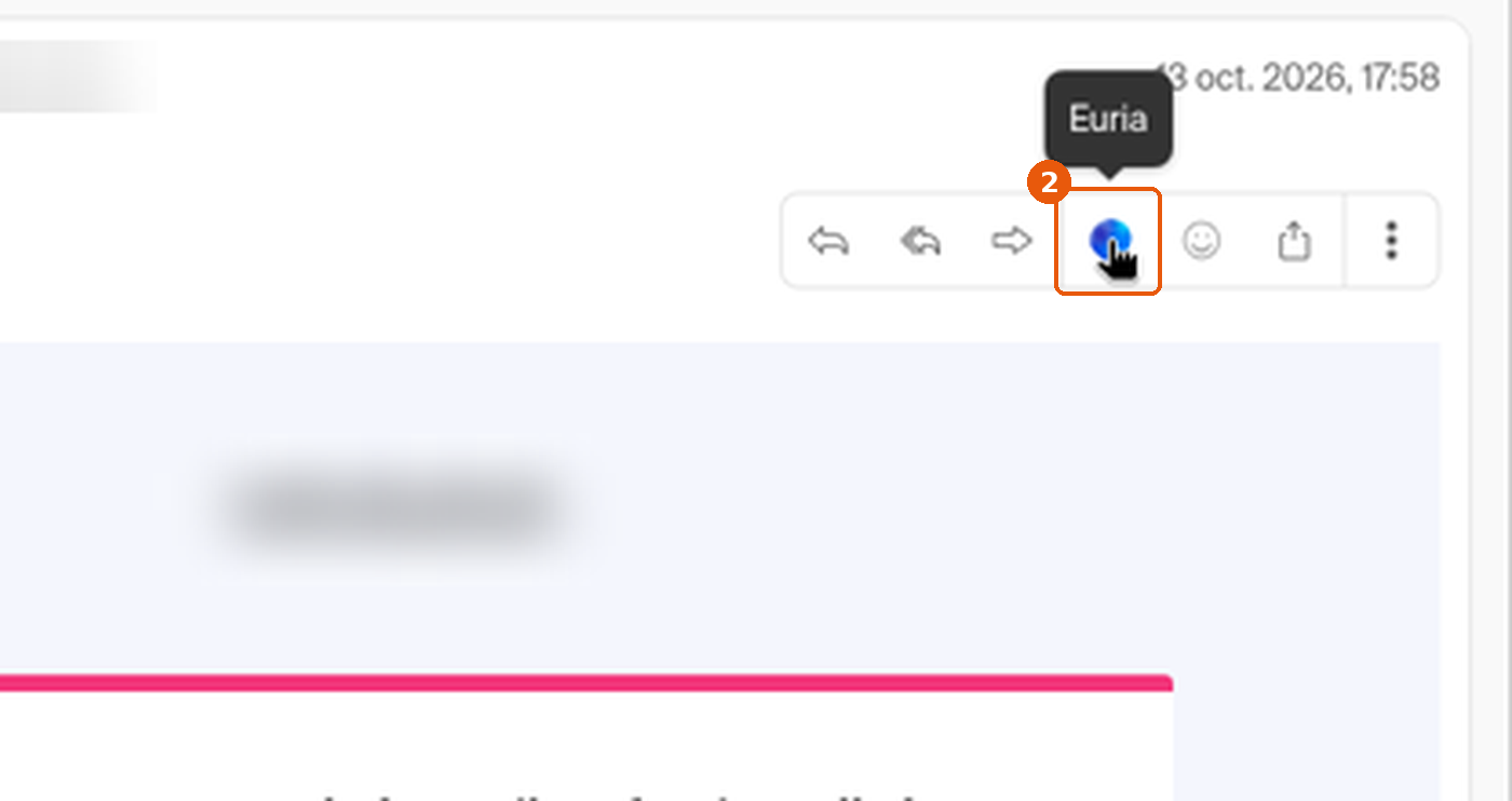 Infobulle Euria au survol du bouton dans la barre d'outils du message