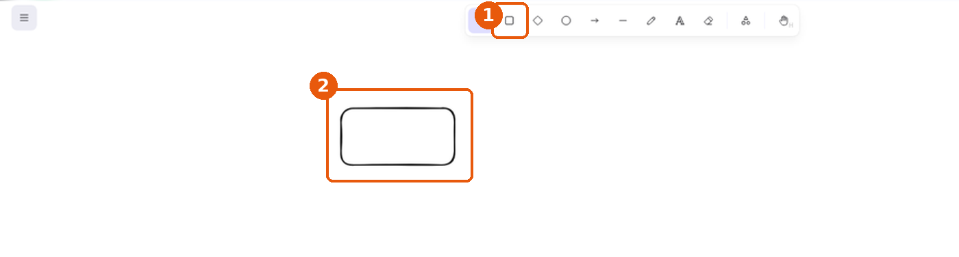 Rectangle dessiné sur le tableau blanc avec l'outil sélectionné