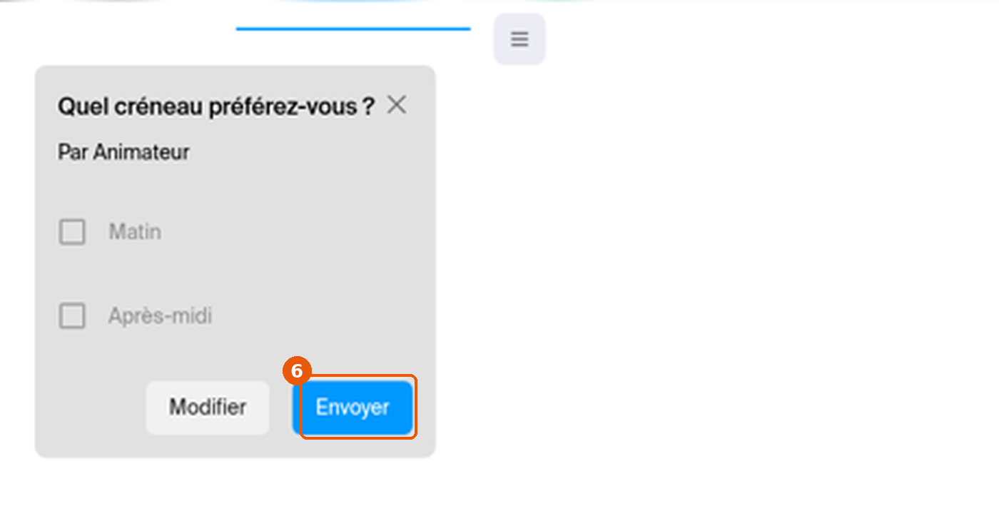 Aperçu du sondage avec les boutons Modifier et Envoyer