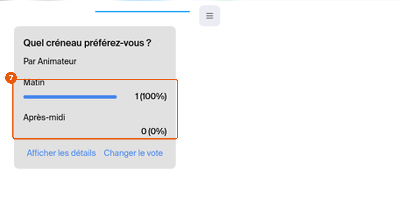 Résultats du sondage : Matin 1 (100 %), Après-midi 0 (0 %)