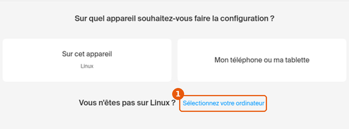 Assistant de configuration avec le lien Sélectionnez votre ordinateur encadré