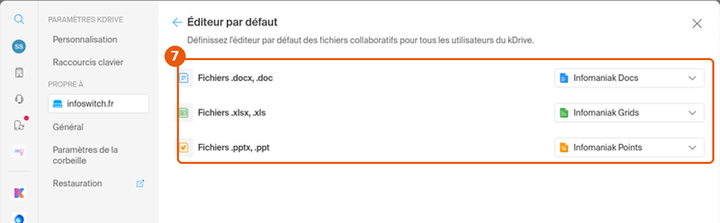 Page Éditeur par défaut avec les trois types de fichiers