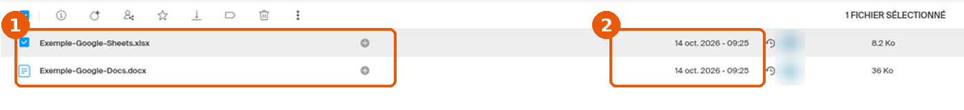 Liste kDrive avec la date de modification mise à jour